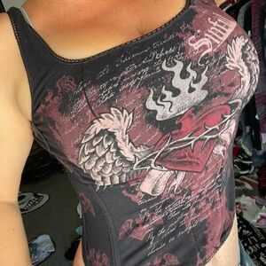 SINFUL AFFLICTION WOMENS CORSET TOP RARE 🖤💀